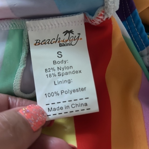 Beach Joy Rainbow Front Knot Bikini Top - Picture 9 of 11